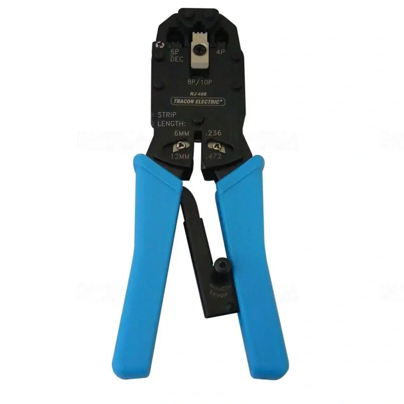 Vágó csupaszító és présszerszám 4, 6 és 8 pólusú telefon csatlakozókhoz RJ468 Tracon Kiváló minőség