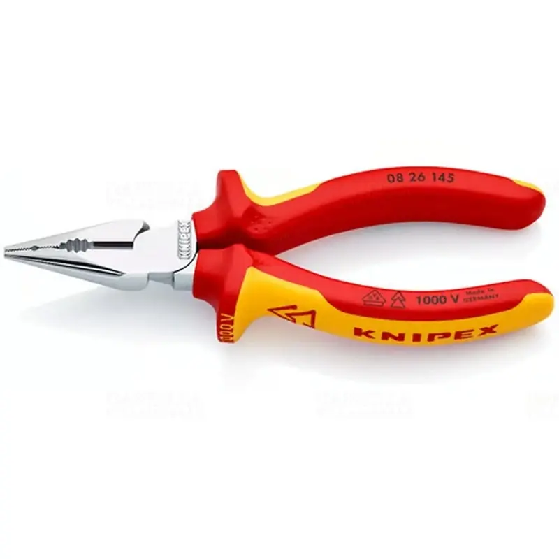 KNIPEX Hegyes kombinált fogó többkomponensű burkolattal szigetelt, VDE-típusengedély krómozott 145mm (0826145) Kedvezmény