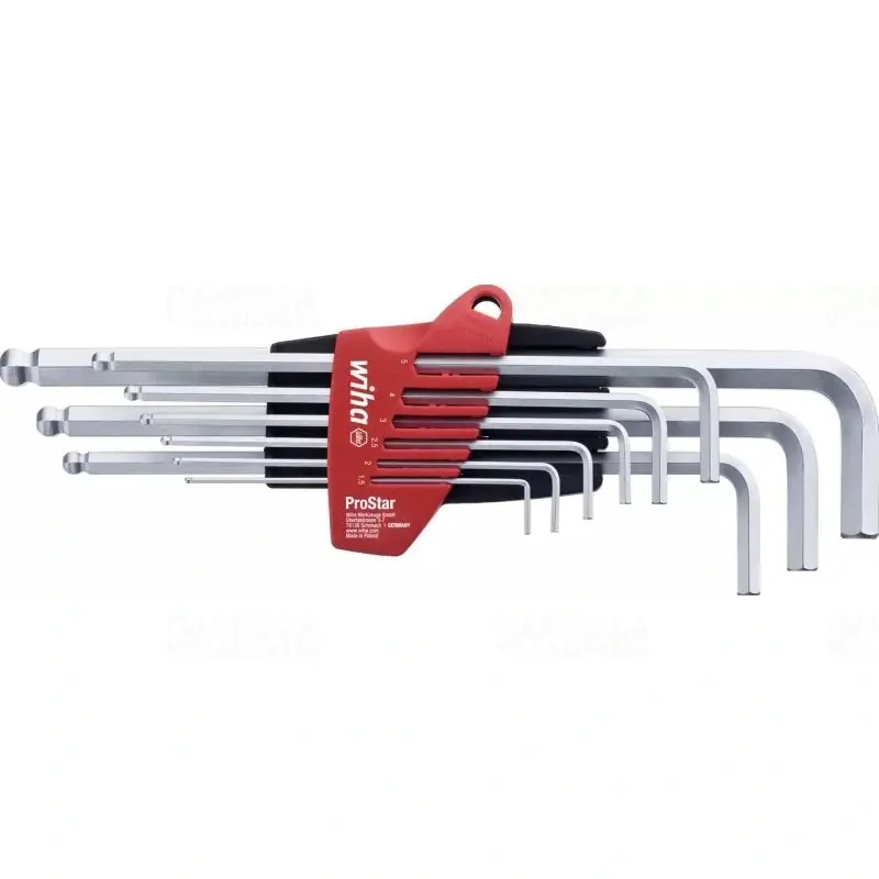 Újdonság Wiha 07185 gömbfejű imbuszkulcs (hatlapú L-kulcs) készlet, matt krómozású, ProStar tartóban, 9 részes, 1,5/2/2,5/3/4/5/6/8/10
