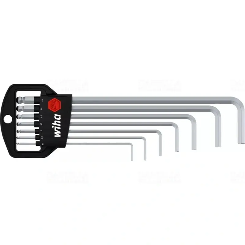 Utolsó esély Wiha 01416 gömbfejű imbuszkulcs (hatlapú L-kulcs) készlet, matt krómozású, Classic tartóban, 7 részes, 1,5/2/2,5/3/4/5/6
