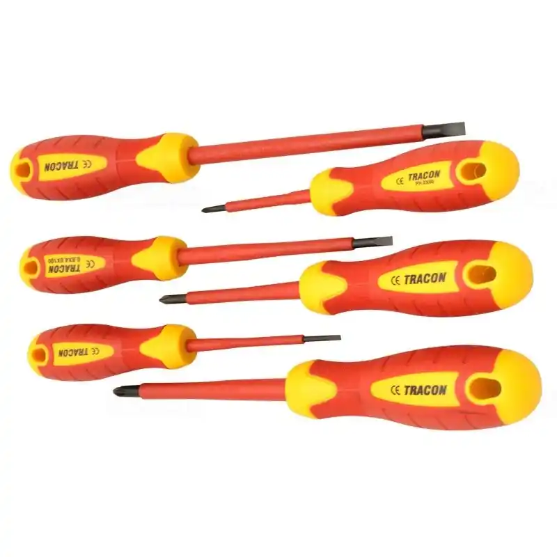 Ingyenes szállítás 1kV-ra szigetelt csavarhúzó szett 1×5,5×125mm; 0,8×4×100mm; 0,4×2,5×75mm KSET1000 Tracon