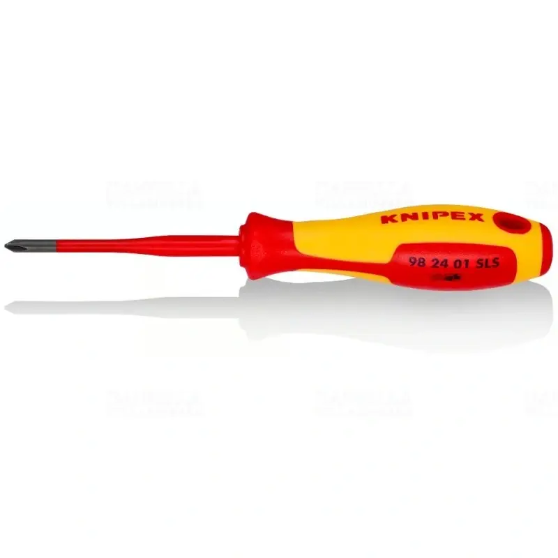 KNIPEX Csavarhúzó (Slim) PlusMinus Phillips szigetelő hatású, többkomponensű markolat, VDE-engedéllyel, barnított 187mm (982401SLS) Vedd meg most