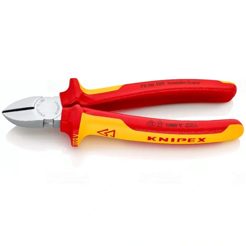 KNIPEX Oldalcsípőfogó többkomponensű burkolattal szigetelt, VDE-típusengedély krómozott 180mm (7006180) Gyors szállítás