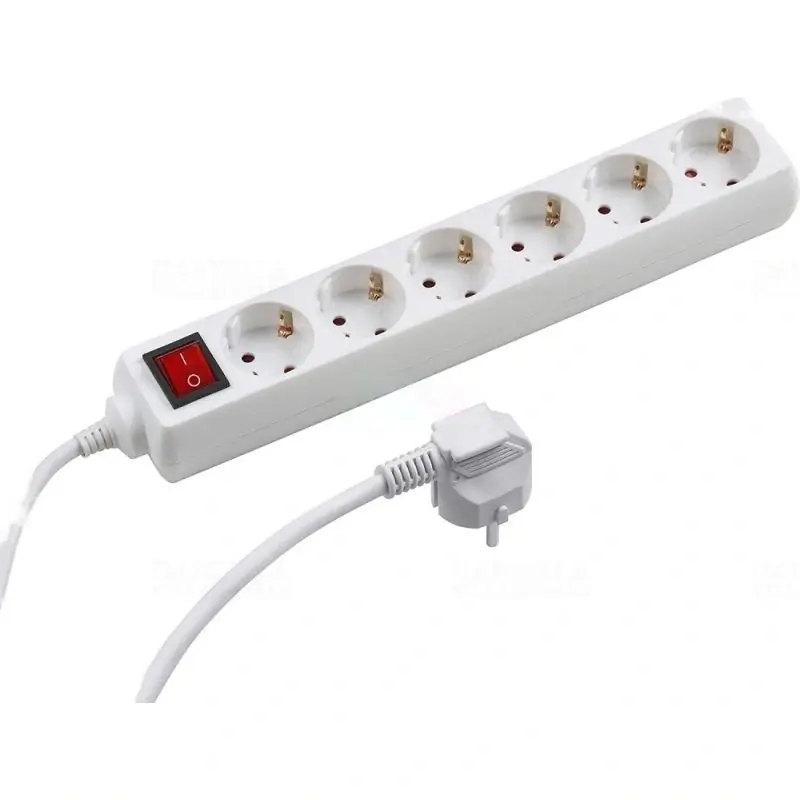 Ingyenes szállítás Asztali elosztó 6-os kapcsolóval, 1,4m fehér 3x1,0mm2,10/16A, 250V 321156